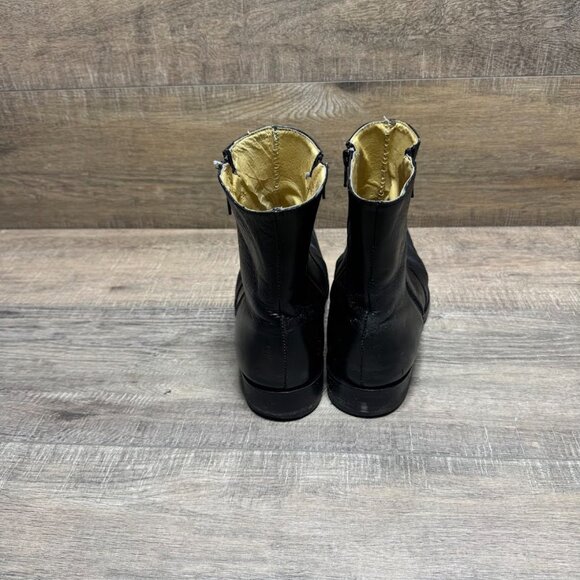 El Besserro Double Zipper Black Leather Square Toe Ankle Boots Men's Size 8.5 - Picture 3 of 8